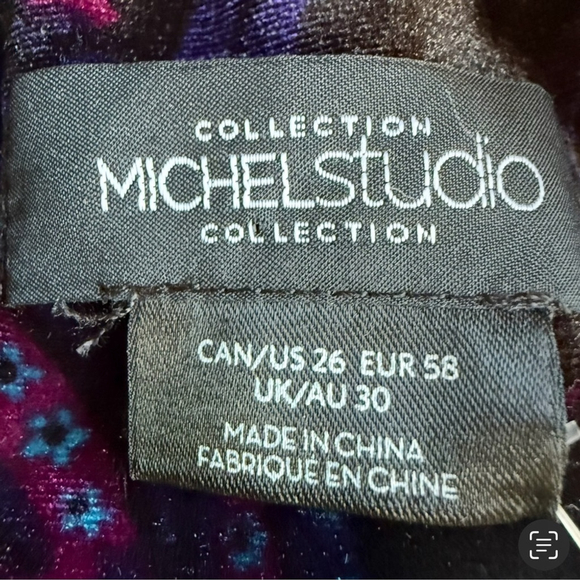 Michel Studio Black and Blue Paisley Velvet Blazer Size 26 Holiday Party Evening - Picture 3 of 12